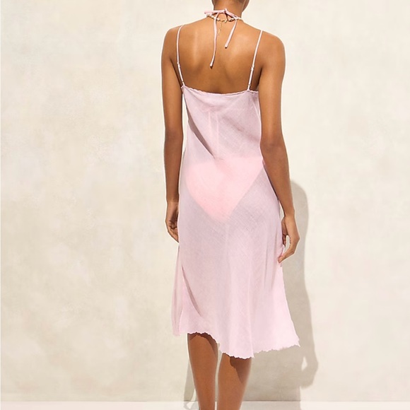 NWT J Crew Embroidered slip dress in ramie in porcelain pink size small - Picture 4 of 8